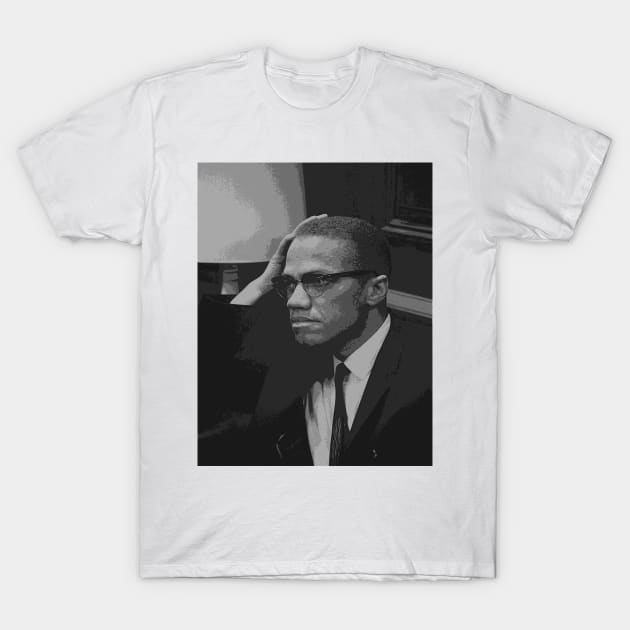 Malcolm X - Face T-Shirt by Tamie